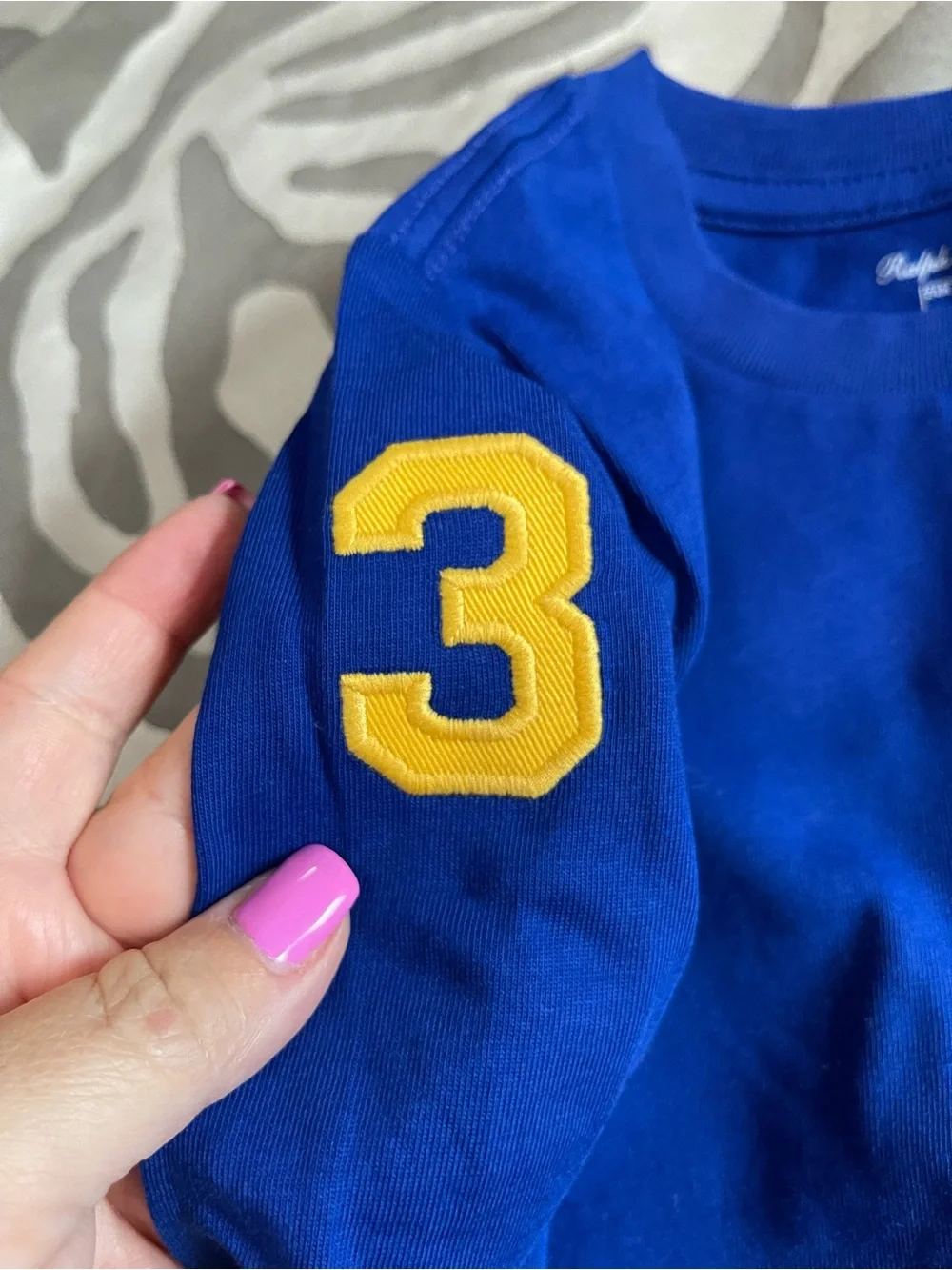 Ralph Lauren Toddler Long-Sleeve Tee in Royal Blue with Yellow Logo